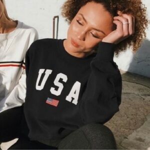 John Galt Brandy Melville Cropped USA Crewneck